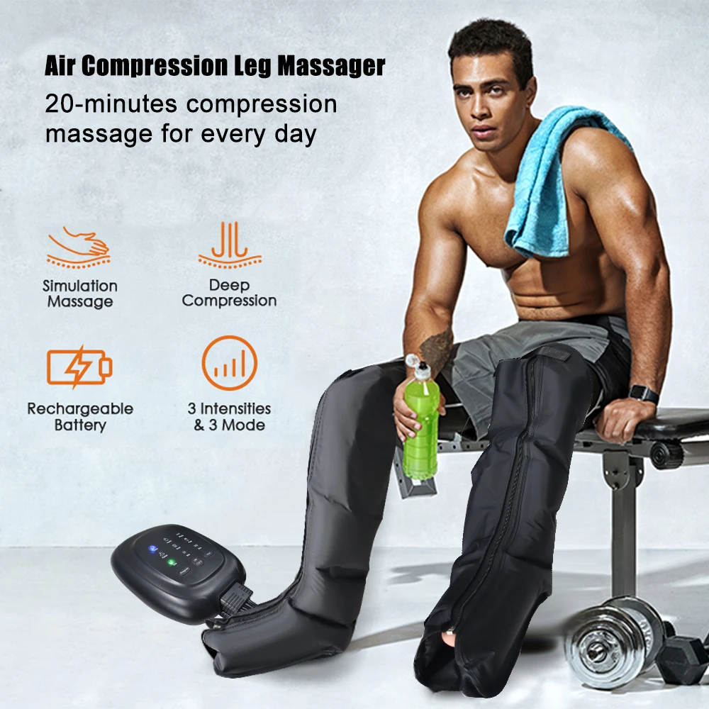 Leg Air Compression Massager Rechargeable Foot And Calf Massage Boots For Athletes Recovery System Promote Blood Circulation