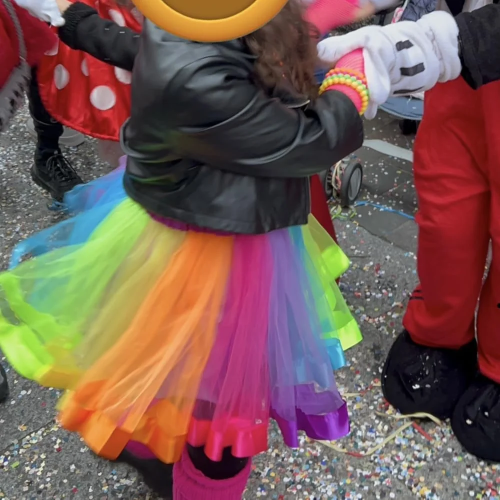 80s Costume Cosplay Kids Girl T-Shirt Rainbow Tutu Skirt Neon Accessories Glasses Halloween Carnival Themed Party Disco Disguise - view 3
