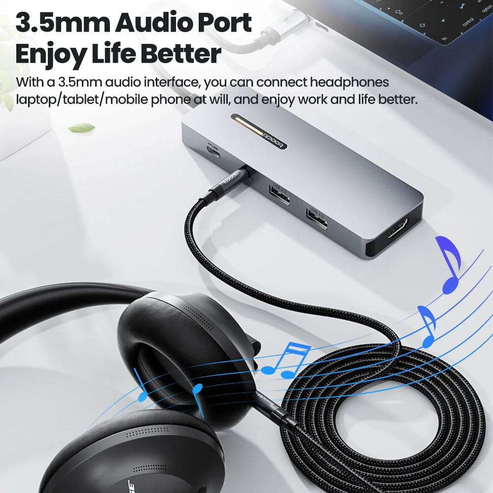 Toocki USB C Hub Adapter Type-C to HDMI-Compatible 10 in 1 Docking Station Multi Plugs USB Splitter for iPad MacBook Pro Air
