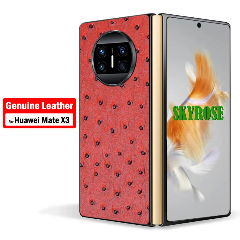 

Genuine Leather Back Cover PC Front Frame for Huawei Mate X3 Case Crocodile Alligator Ostrich Texture Leather Protective Funda