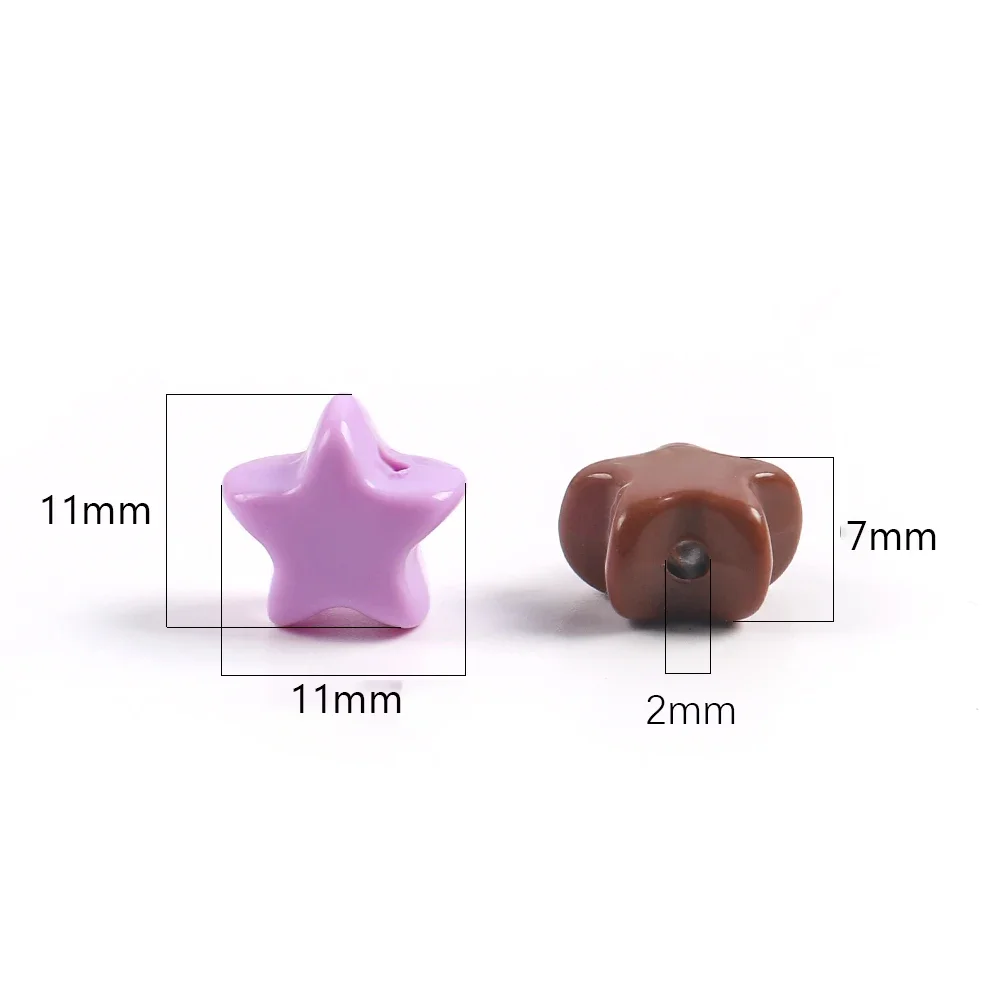 30 Stück 11 mm Farbe fünfzackiger Stern Acryl lose Spacer leuchtende Perlen für Schmuckherstellung DIY Armbänder Zubehör