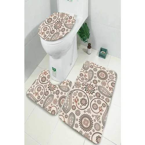 Inca Carpet Antibacterial Washable Non-Slip Dot Sole 3'lü Toilet Seat Pad (60CM x 100CM - 55CM x 60CM - 47CM x 50CM) İNKZ6066