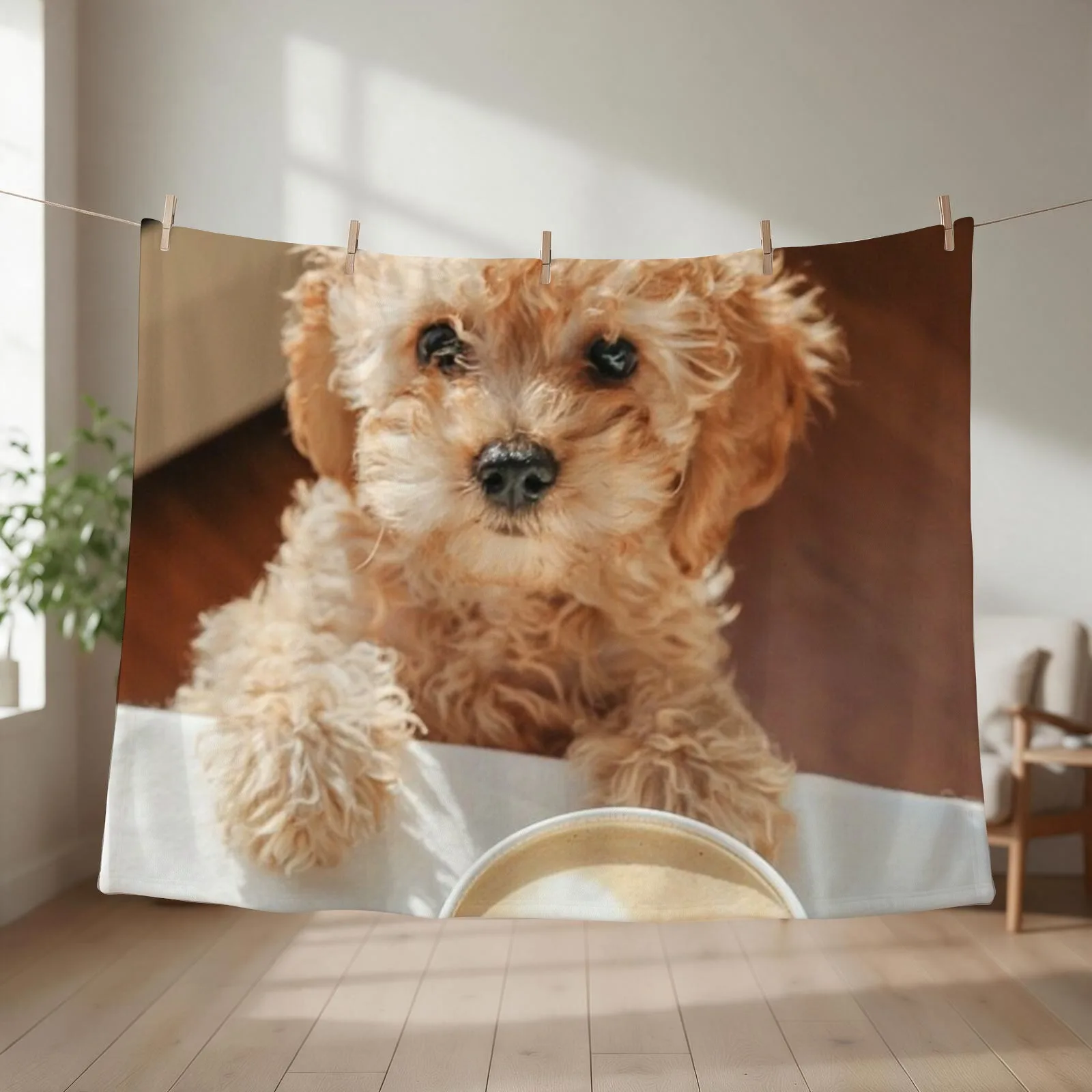 Cute Dog cockapoo Coffee Design Throw Blanket couch cozy soft plush fuzzy picnic outdoor blanket