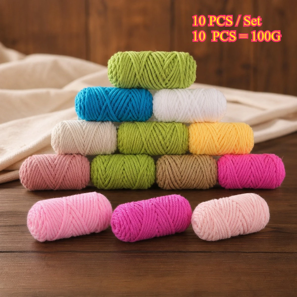 10PCS 100g Mini Milk Cotton Yarn 5 Ply Soft Multicolor Knitting Yarn For Crochet Needlework Sewing Hand Crafting Hat Dolls