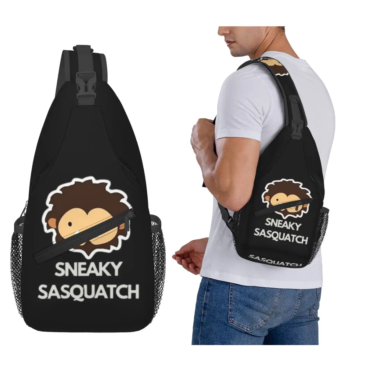 

Sneaky Sasquatch Chest Bag Men Sling Crossbody Backpack Chest Bag Traveling Hiking Daypack Shoulder Bag