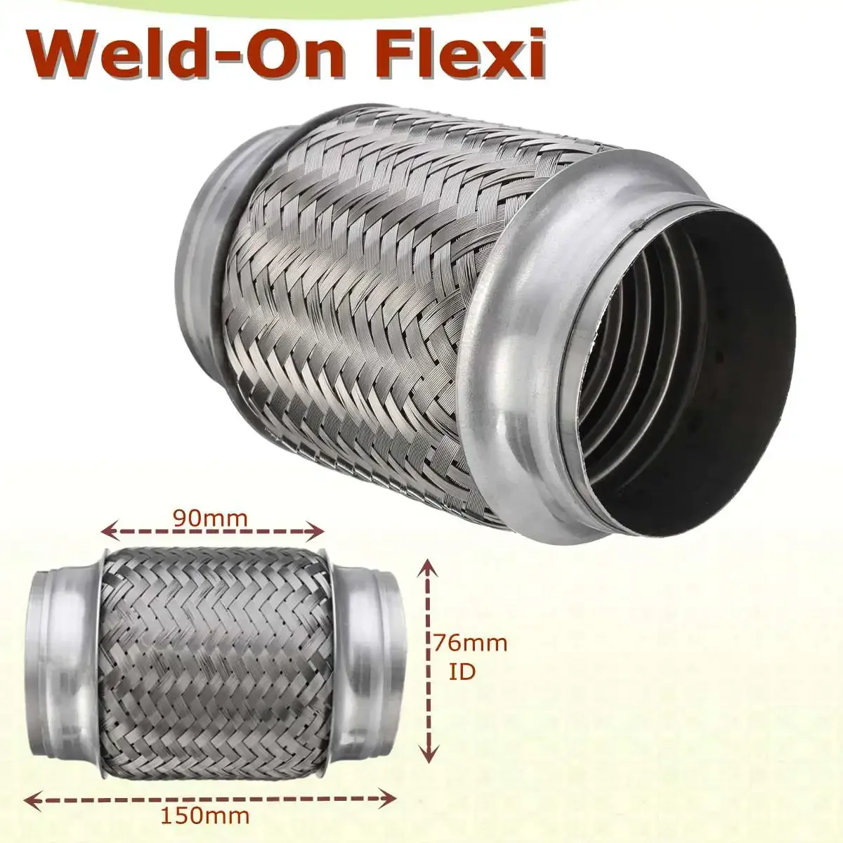 Tubo flexible de escape inoxidable Weld-On, reparación de juntas, 76mm x 150mm, 3 \