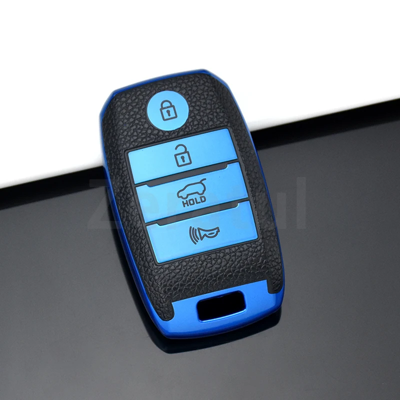 For Kia Sportage Cerato Optima K2 K3 K4 K5 Rio Picanto K2 Soul Sorento Sedona 4Buttons TPU Leather Car Remote Key Case Cover