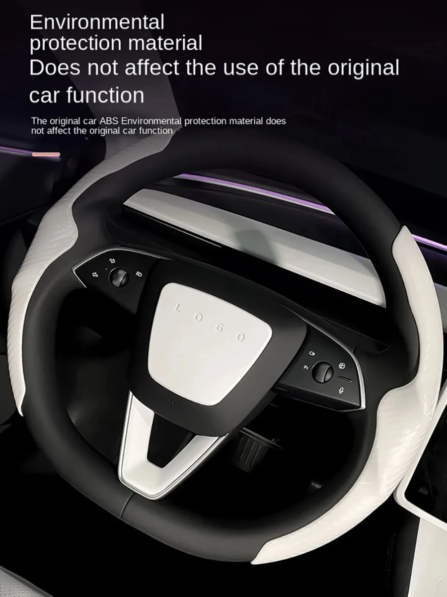 Für Tesla Model Y Juniper 2025 2026 Lenkradabdeckung Model 3 Highland Mattweißes Lenkrad-Zierleisten-Set Schutz-Zubehör – Detail 3