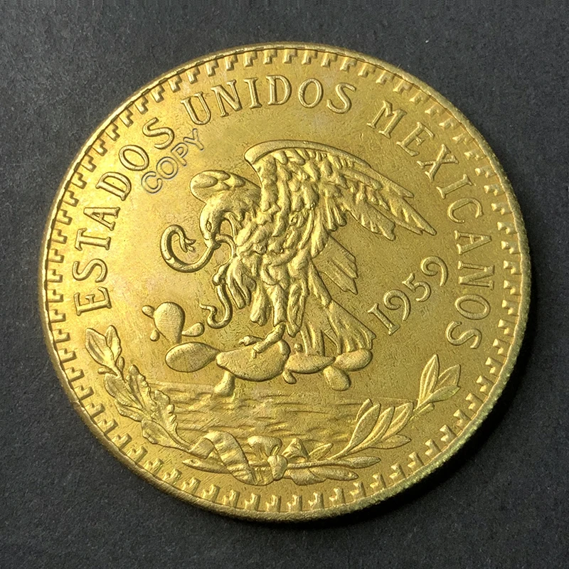 1959 Mexican 36.8mm Maya 20 pesos Gold Commemorative Coin Eagle bites snake old money original collection medal decoration gift