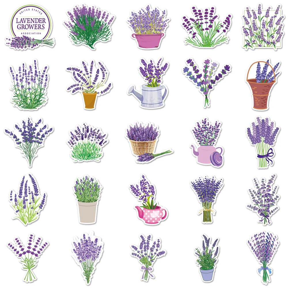 10/30/50PCS Lavender Cartoon Small Fresh Personality Creative Sticker Desk Refrigerator  Skateboard Waterproof Sticker Wholesale