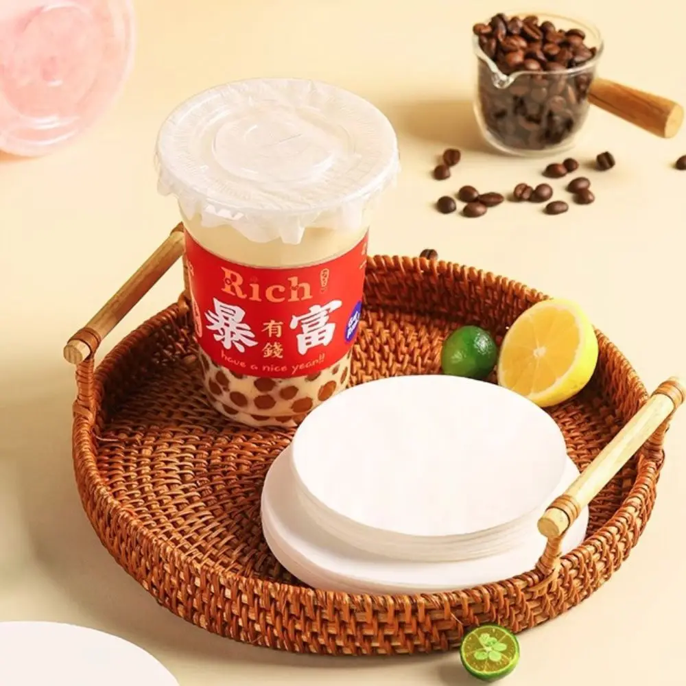 

500 Pcs Useful Disposable Drink Leak Proof Paper Splash Proof Anti Spill Coffee Paper Lids Round Cup Sealing Films Beverage