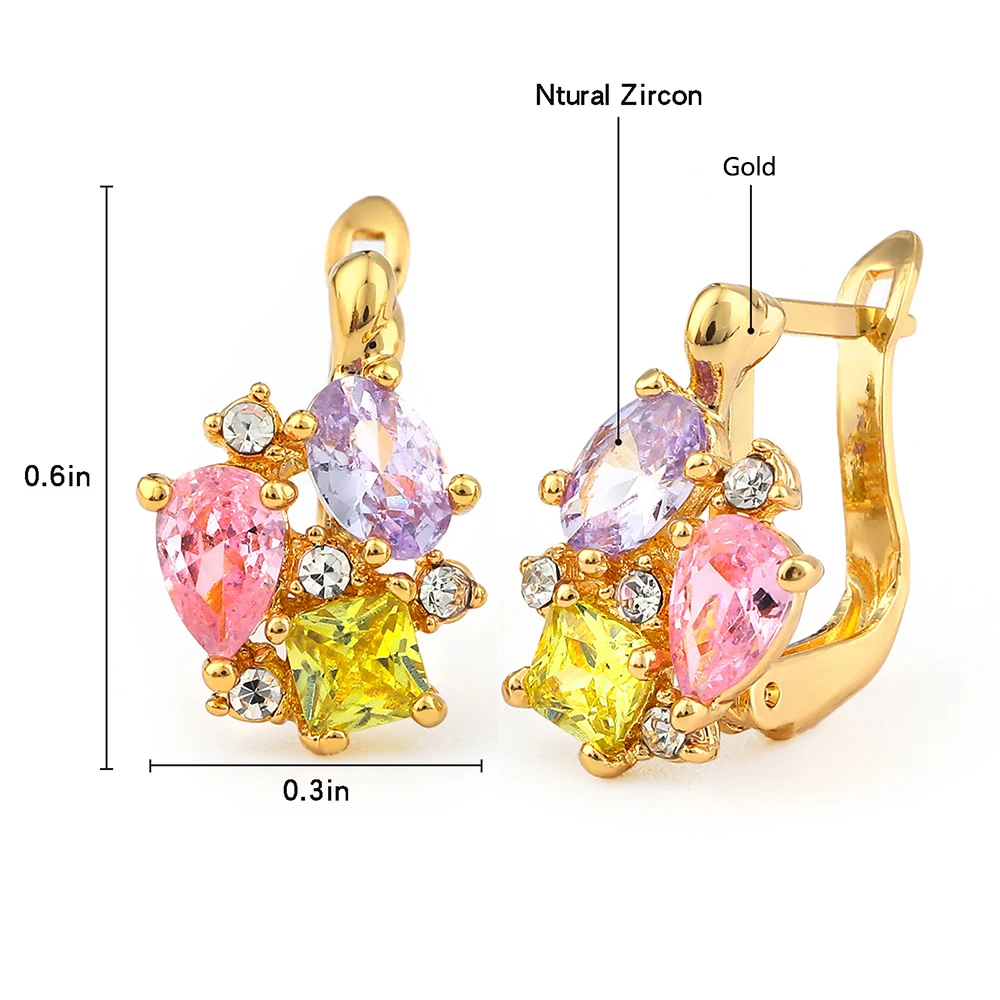 Harong Colorful Crystal Earrings Fashion Classic Zircon Flower Women Aesthetic Stud Earrings Jewelry Accessories Gift for Women