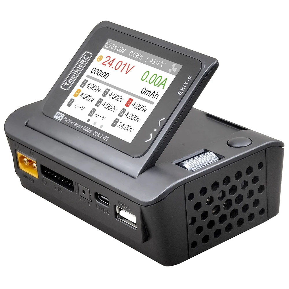 ToolkitRC M9 DC-Ladegerät Intelligente Spannungsausgleichung 600W 20A Sprachsteuerung Geeignet für 1S 2S 3S 4S 5S 6S 7S 8S Lithium-Batterie Ferngesteuertes Spielzeugmodell Auto Flugzeug Zubehör