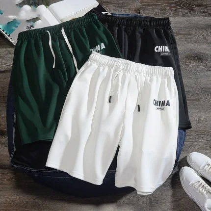 

Summer Thin Ice Silk Casual orts Men's Trendy Brand INS Best Selling Straight Leg Outdoor Wear Five-Quarter Beach Pants