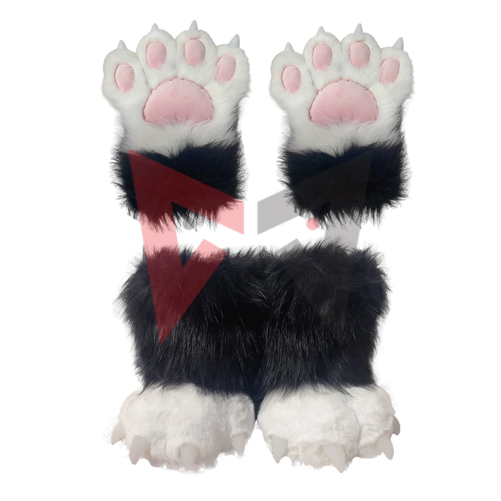 New Fursuit Cat Pawl Furry Fandom Gloves Shoes Foot Cover White Black Color Beast Cosplay Costume Accessories Custom Made