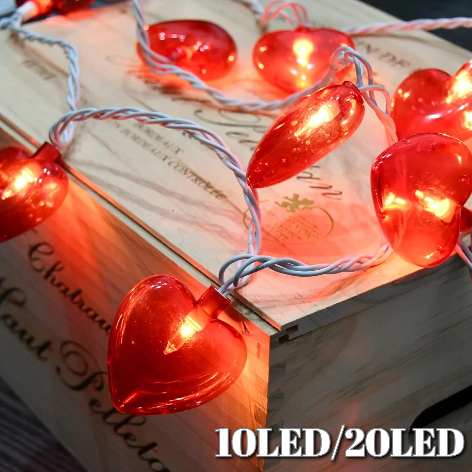 

Годовщина свадьбы, домашний декор, 10 светодиодов/20 светодиодов, романтическое красное сердце, светодиодные гирлянды, День святого Валентина, спальня ﻿