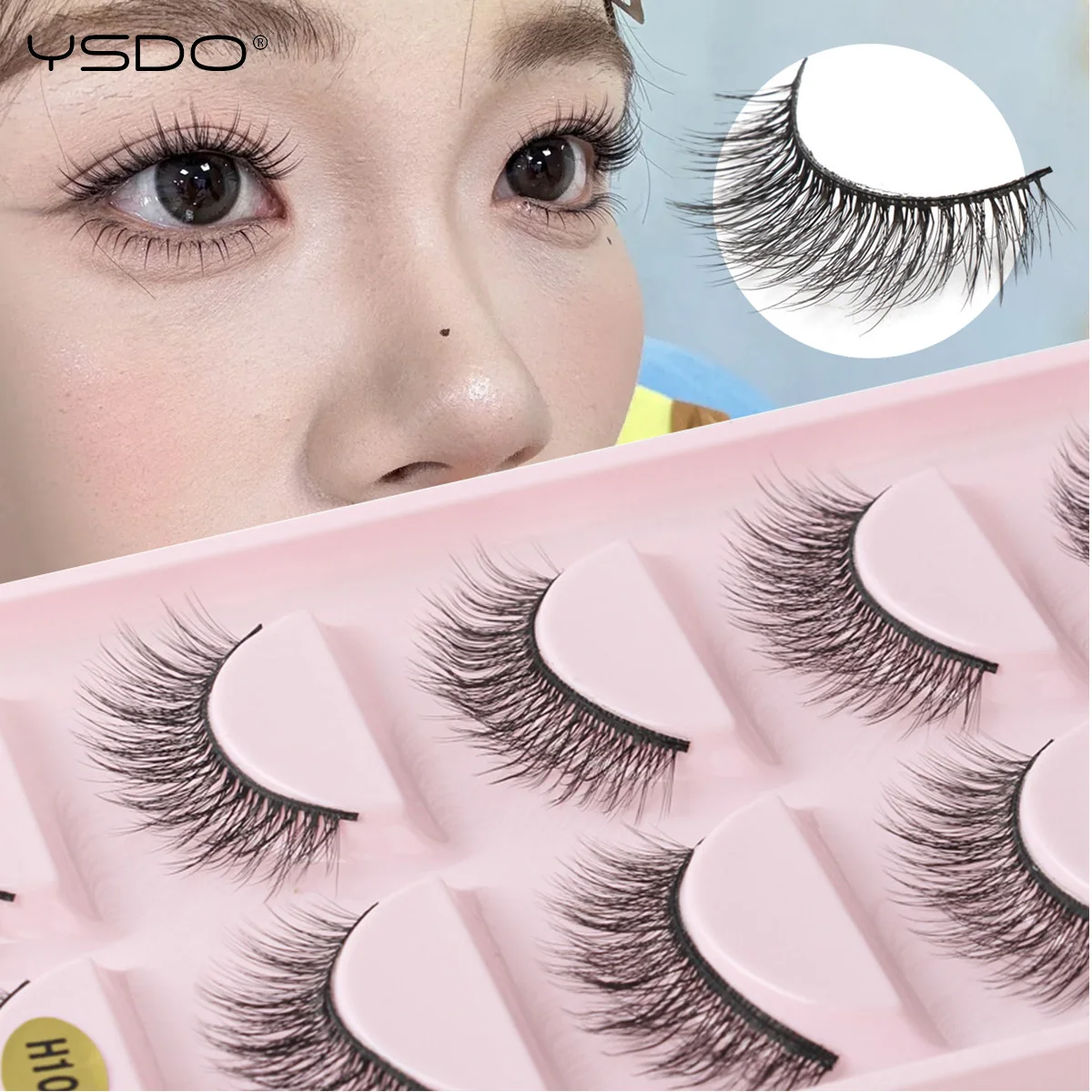YSDO Faux Cils 3/5 par sztucznych rzęs Wispy Fluffy wielokrotnego użytku Cat False Eyelashes Make up Tool Natural Long 3D Fake Lash extension