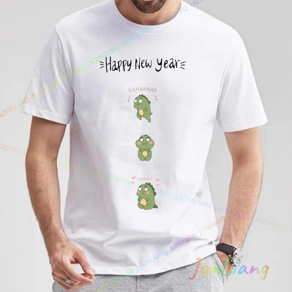 Amour drôle femmes hommes du anniversaire imprimer Couple T-Shirt été dessin animé dinosaure ample femme col rond amoureux T-Shirt 100% coton