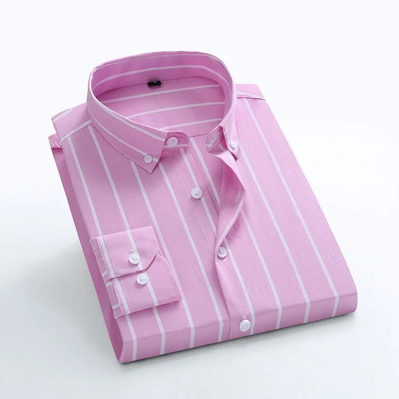 Spring and Autumn Fashion Leisure Business Minimalist Casual Lapel Stripe Print Slim Fit Versatile Oversize Long Sleeved Shirt