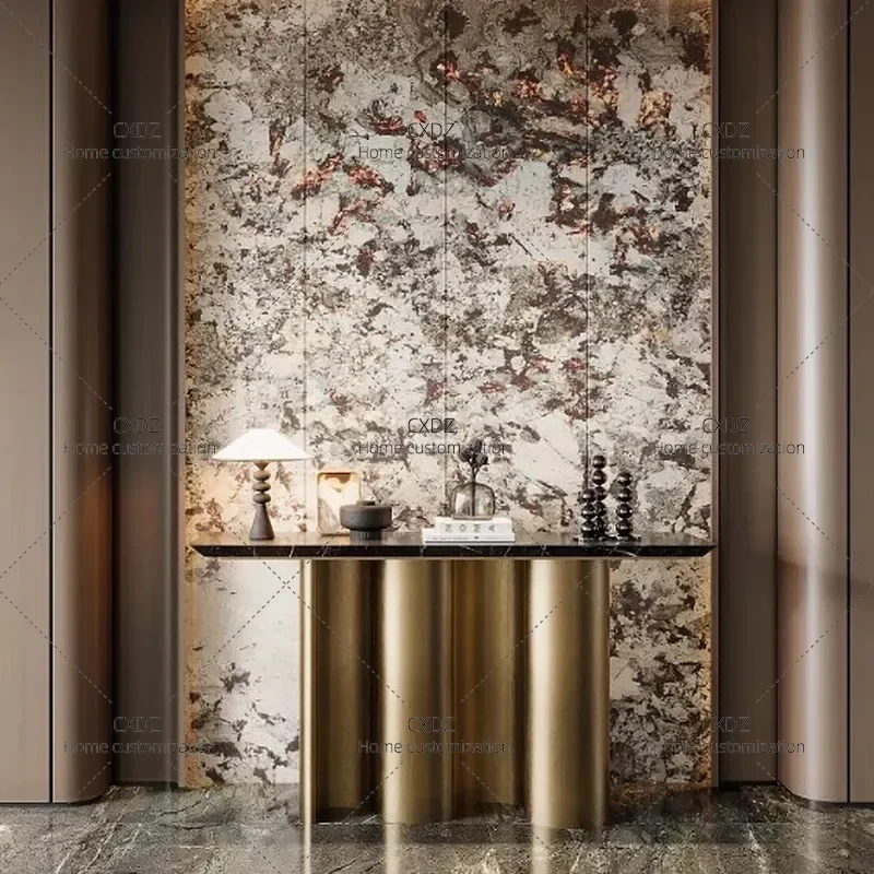 Pure Handmade Microcrystalline Stone Console Table for Entryway Hall Corridor Living Room Wall Mounted Rock Slab Entrance