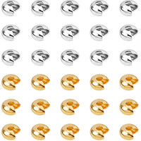 50Pcs 3/4/5mm Gold Stainless Steel Open Half Crimp Covers Squeeze Cap Stopper Crimp Beads DIY Jewelry Making Supplies Material