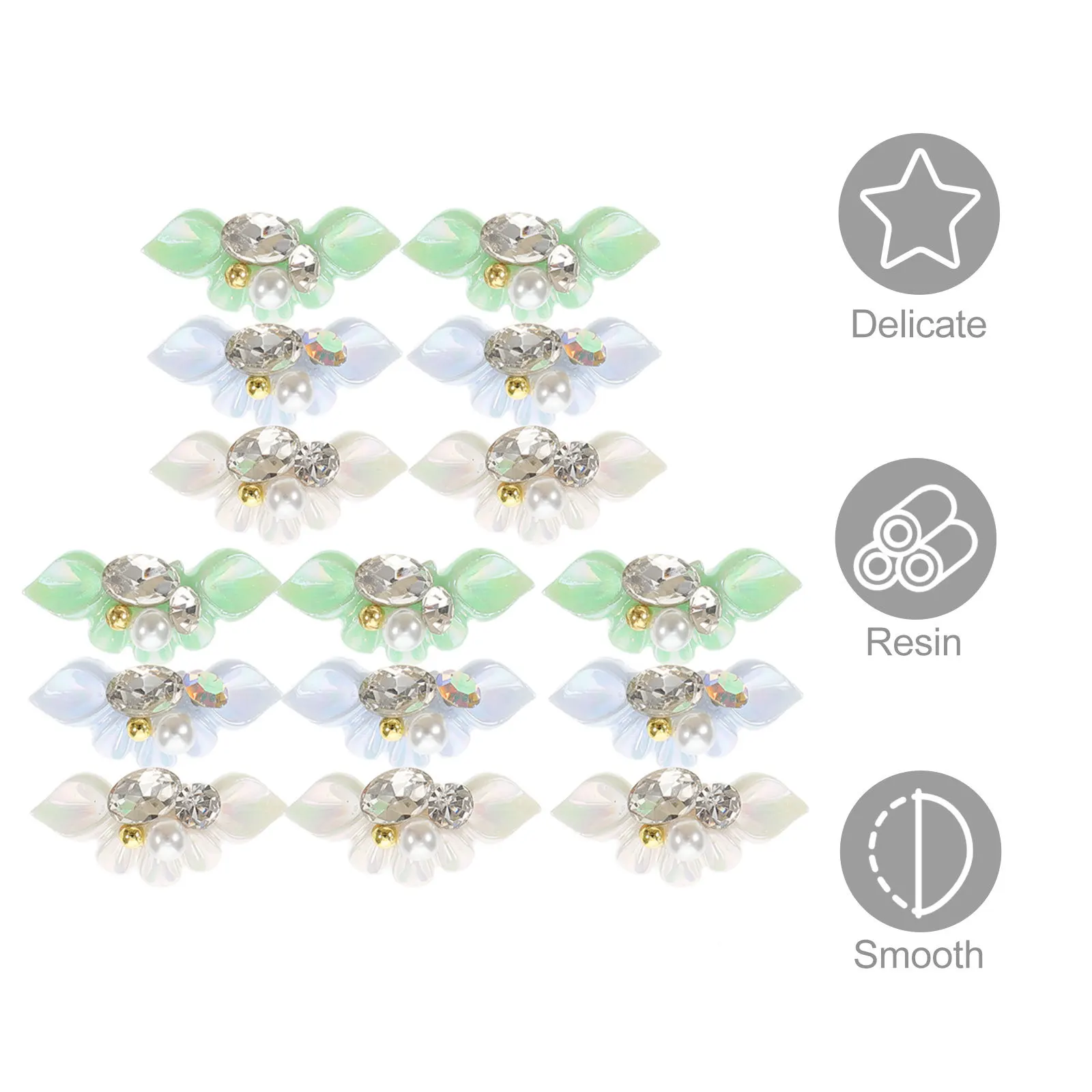 

15 Pcs Nail Art Decoration Gel Flowers for Nails Rhinestones Manicure DIY Gems Charms Accessory