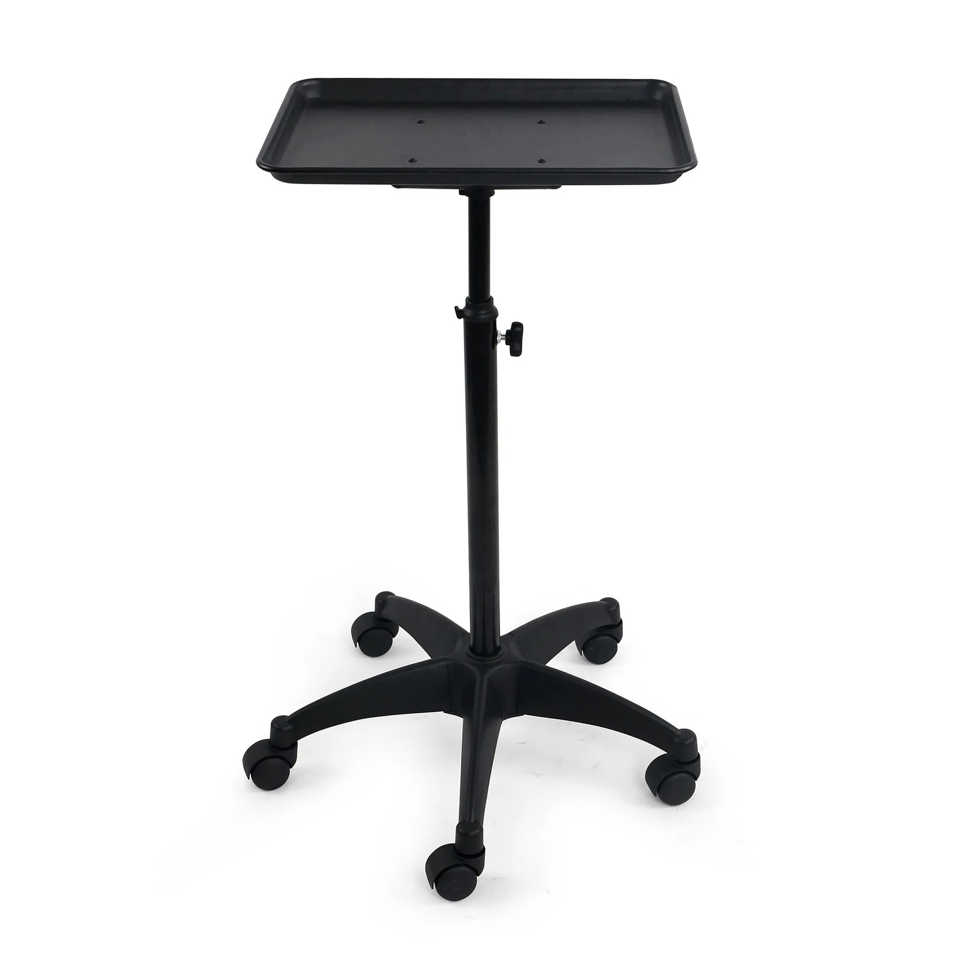 Salon Tool Tray Stand, Mobile Aluminum Storage Rack for Hair & Nail Tech, Rolling Beauty Organizer with Tray for Barbershop
