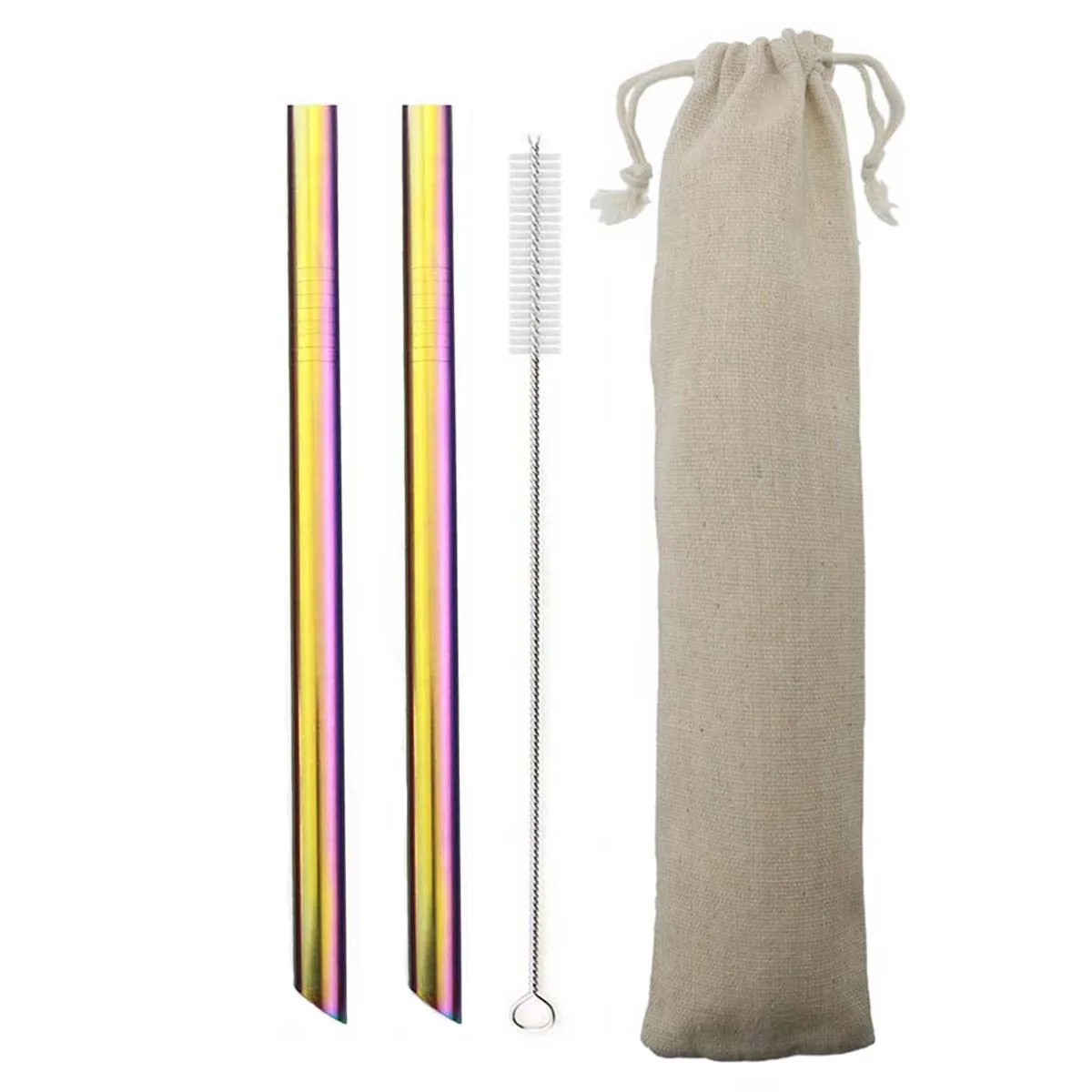 Metal Drinking Straw Set Colorful Reusable 304 Straw Stainless Steel Straw Wide 12mm Pearl Milkshake Bubble Tea Straw With Brush