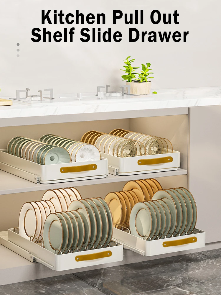 

Kitchen Pull Out Shelf Slide Drawer Cabinet Slide out Shelf Dishes Organizer Cabinets Organizer with Handle Kitchen Drawer