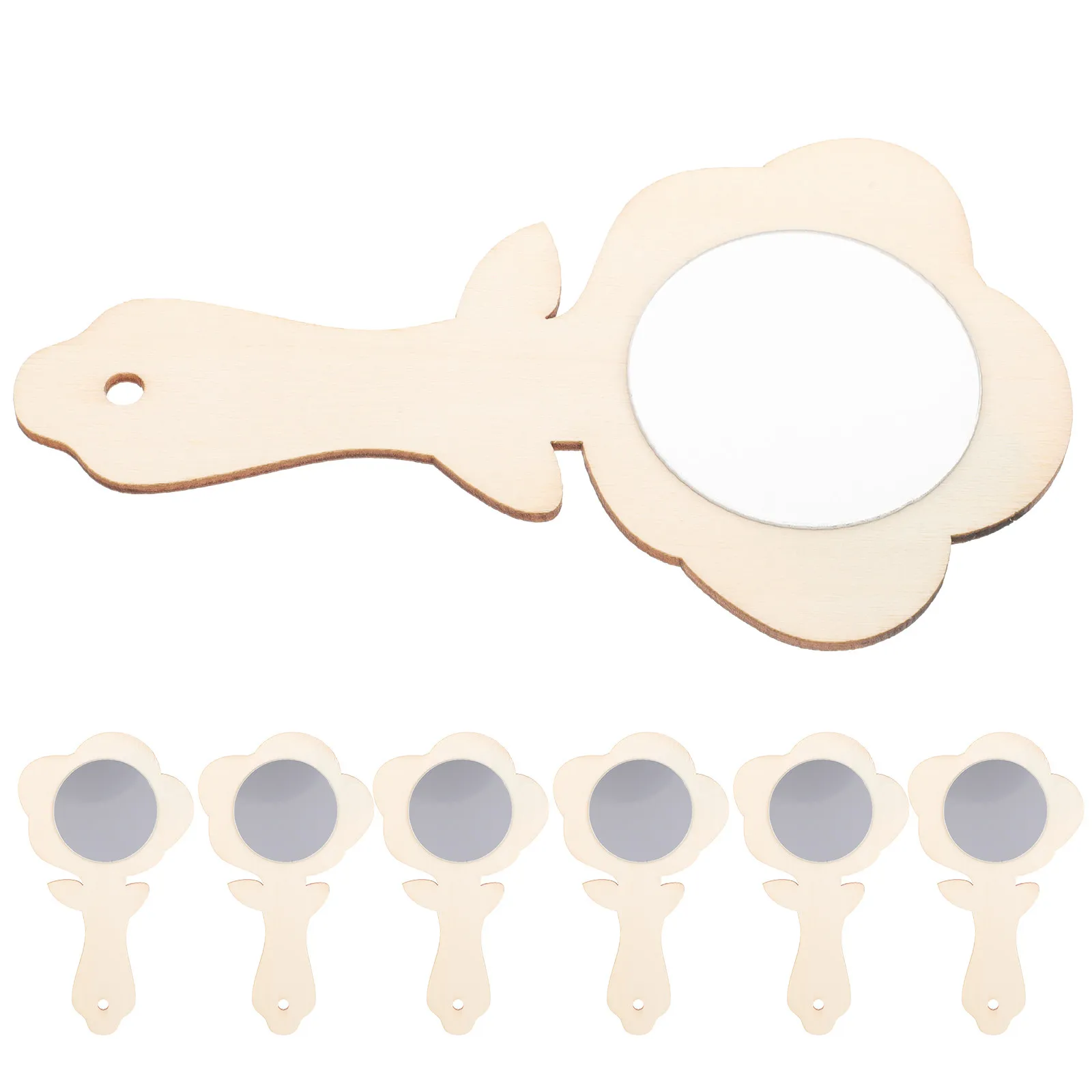 

10Pcs Unpainted Wooden Handheld Mirrors DIY Craft Painting Decorative Small Wood Mirrors for Creative Educational Use
