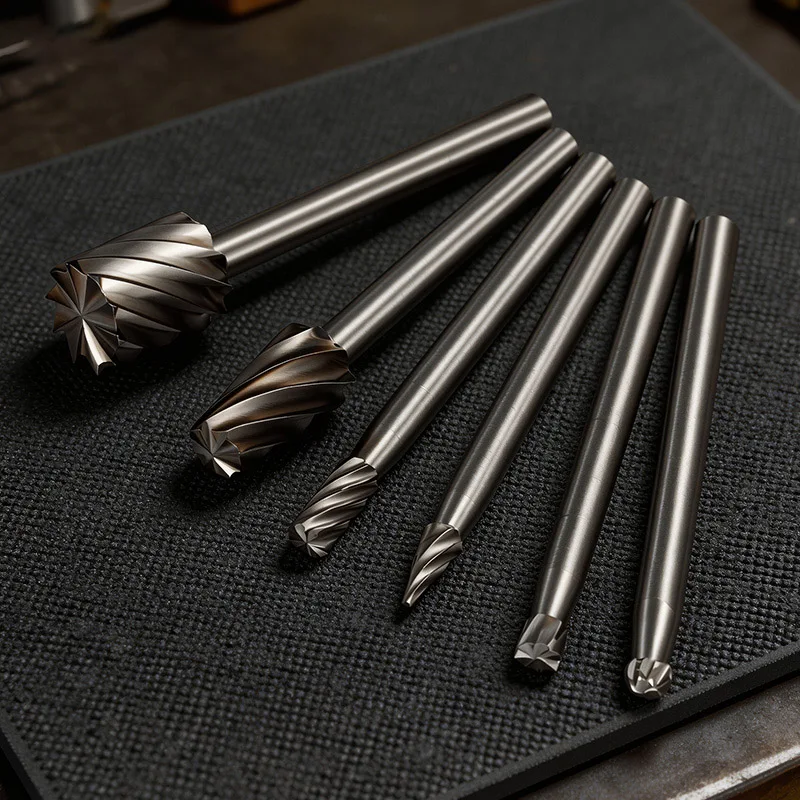 HSS Rotary Burr File High Speed Steel Electric Grinding Head Wood Carving Metal Deburring Polishing Tool for Drill Die Grinder