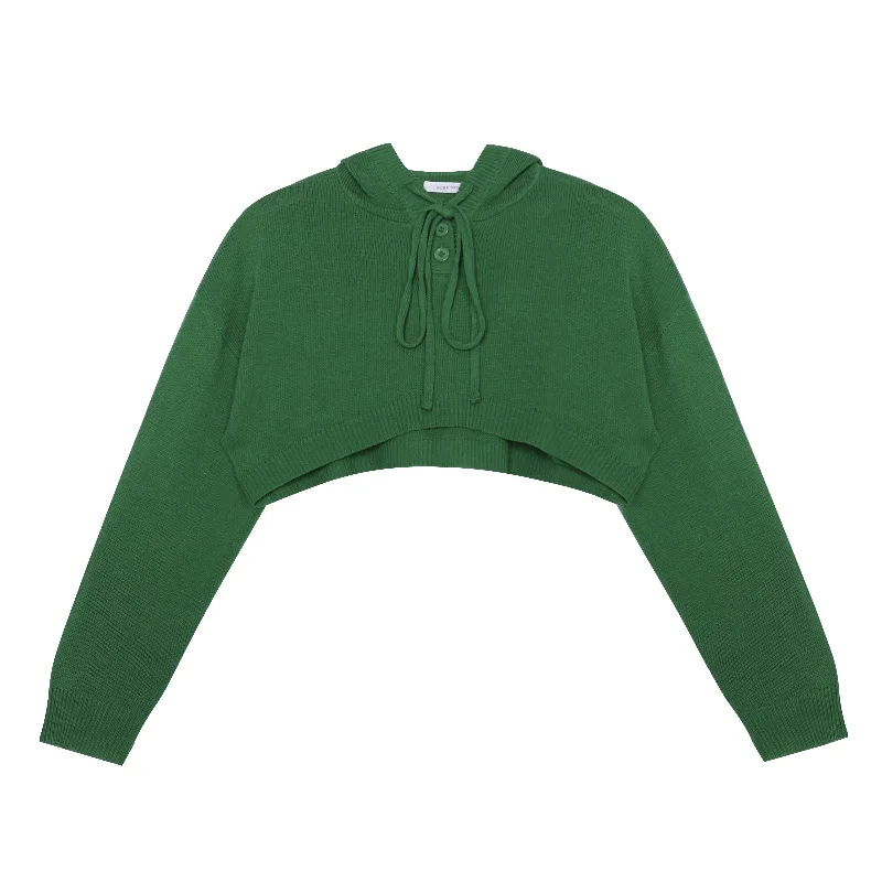 

Укороченный свитер с капюшоном. Легкая вязаная толстовка из льна и лиоцелла.