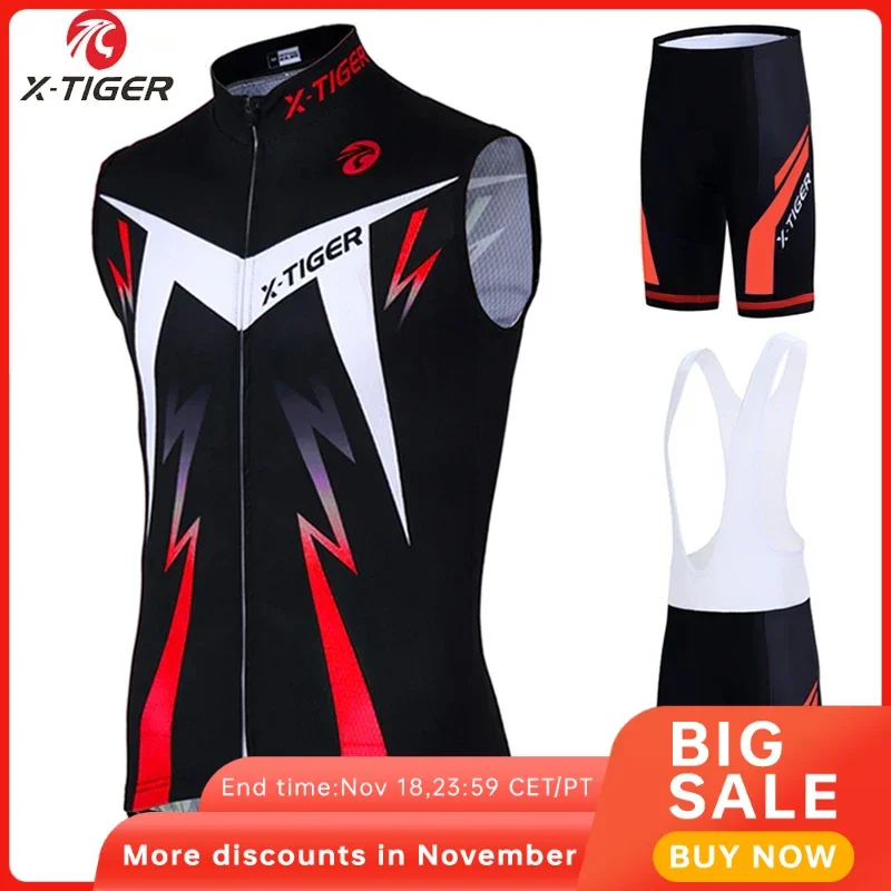 X-TIGER 2020 Sleeveless Cycling Vests Jersey Set MTB Bicycle Clothing Maillot Ropa Ciclismo Hombre Racing Bike Clothes