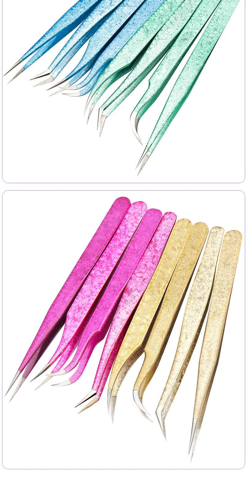 1 stücke Edelstahl Wimpern Pinzette Augenbraue Clip Eis Blume Design Hohe Präzision Lash Verlängerung Pinzette Make-Up-Tools – Detail 10