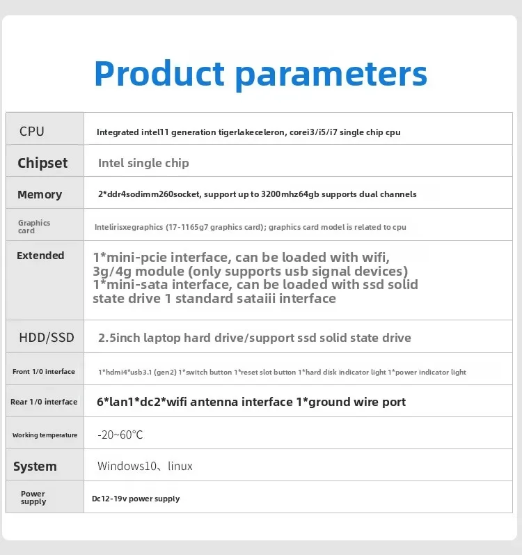 6 منافذ شبكة صغيرة لينة توجيه الكمبيوتر الصناعي I5-1135G7 I7-1165G7 آلة رؤية الكمبيوتر الصناعي