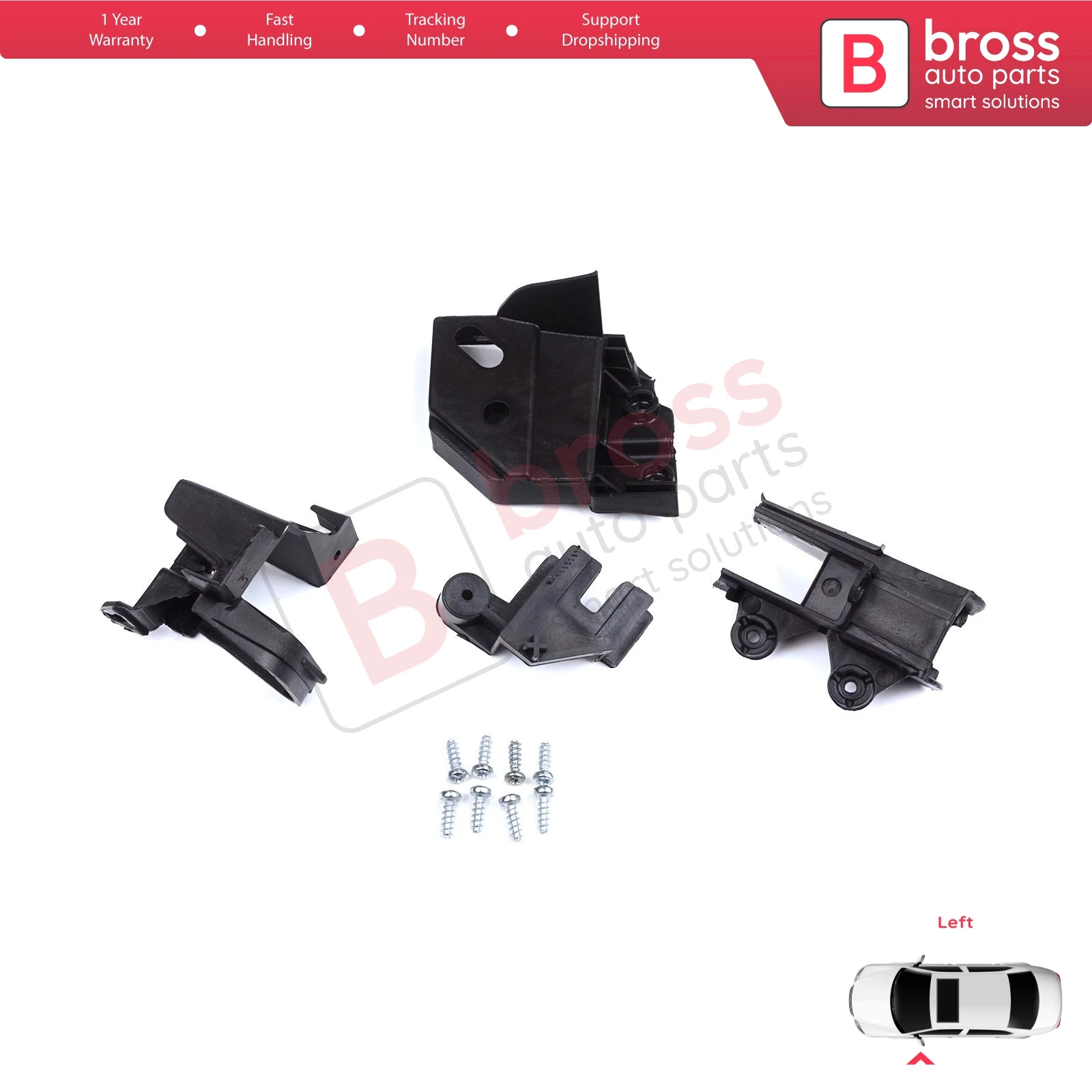 BHL578-1 Headlight Holder Mount Repair Bracket Tab Set Left Side for Peugeot Rifter Partner K9 2018-On 9824199280