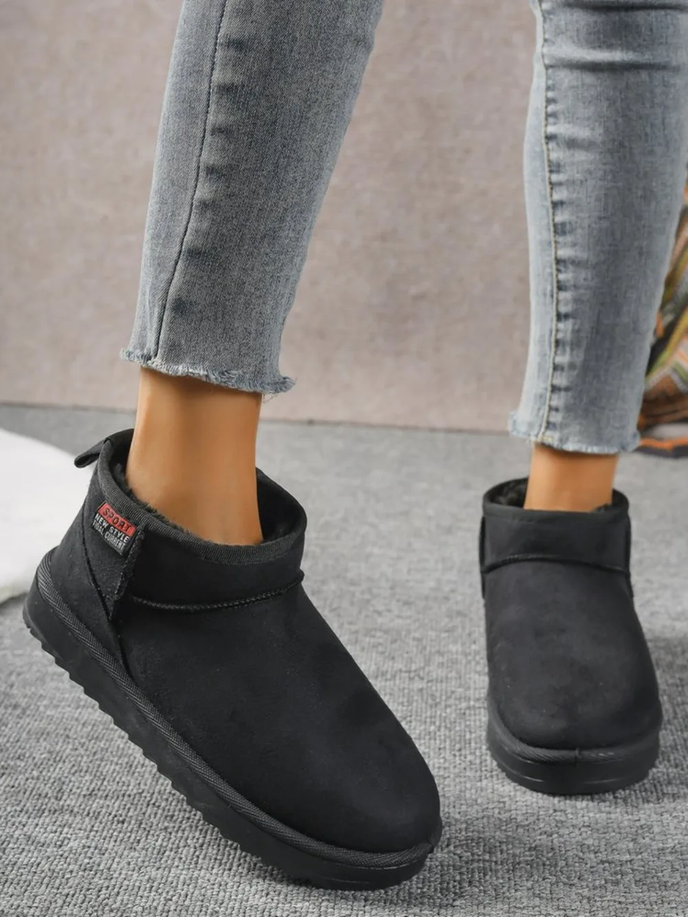 Winter Rundkopf Sexy Bequeme Warme Lässige Wanderstiefel Modische Neue Wildleder Dicksohlige Übergrößen Schneestiefel für Damen – Detail 4