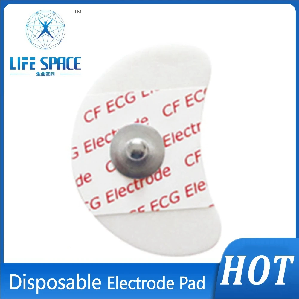 50pcs packing Disposable neonate elctroder crescent shaped cerebral circulation Foam basic button pad ECG cable connecting