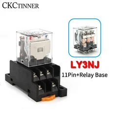 Intermediate Relay HH63P LY3NJ 10A Micro Small Electromagnetic Relay ACDC12V24V AC110V 220V 380V With 11 pins Socket base PTF11A