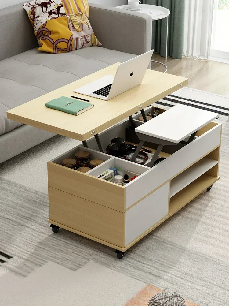 Multifunctional Coffee Table Dual-Use Living Room Home Creative Foldable and Hoisting Coffee Table