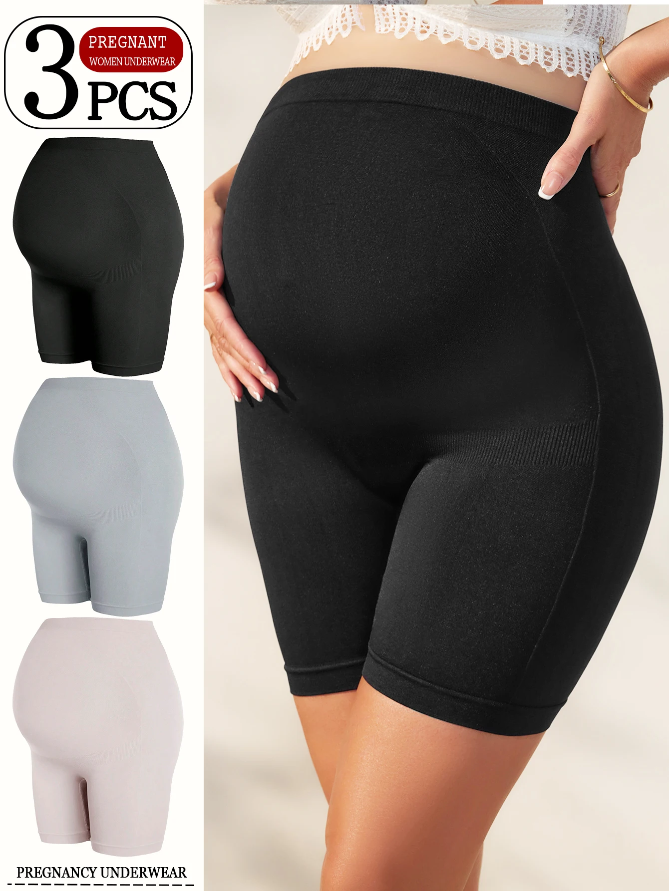 

3 шт., брюки-боксеры для беременных без маркировки, женские трусы-боксеры для беременных среднего и позднего возраста, леггинсы