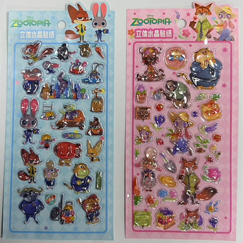 Anime Zootopia Disney serie lindo dibujo animado Judy Nick 3D pegatina en relieve decoración Kawaii funda de teléfono portátil pegatina de juguete