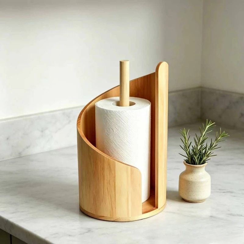Wooden tissue holder Household roll paper storage and finishing rack Living room Bedroom desktop decoration tissue holder