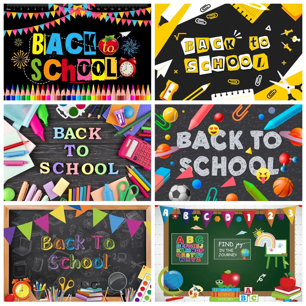 

Back To School Backdrop For Photography Black Blackboard Pencil Classroom Children Student Background Decor Photo Studio Props