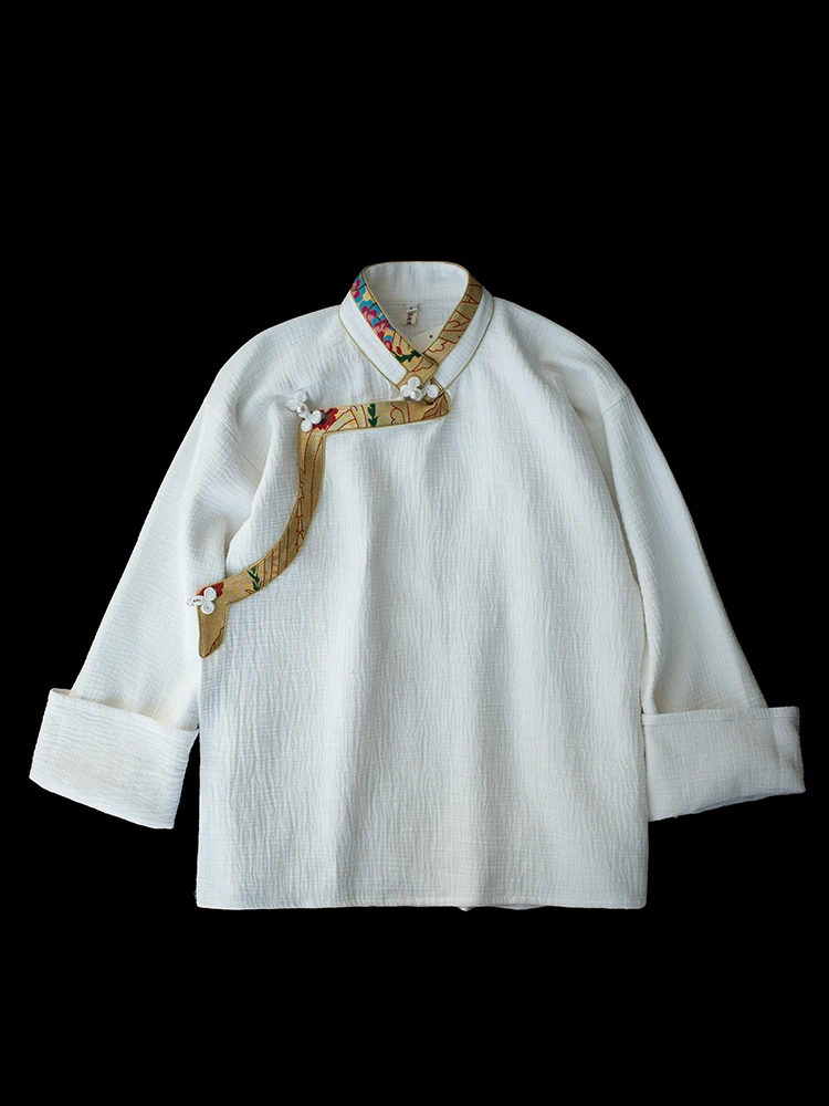 

Traditional Tibetan Clothing Lhasa All Ethnic Style Suit Shirt white/red Men And Women Of The Same Style