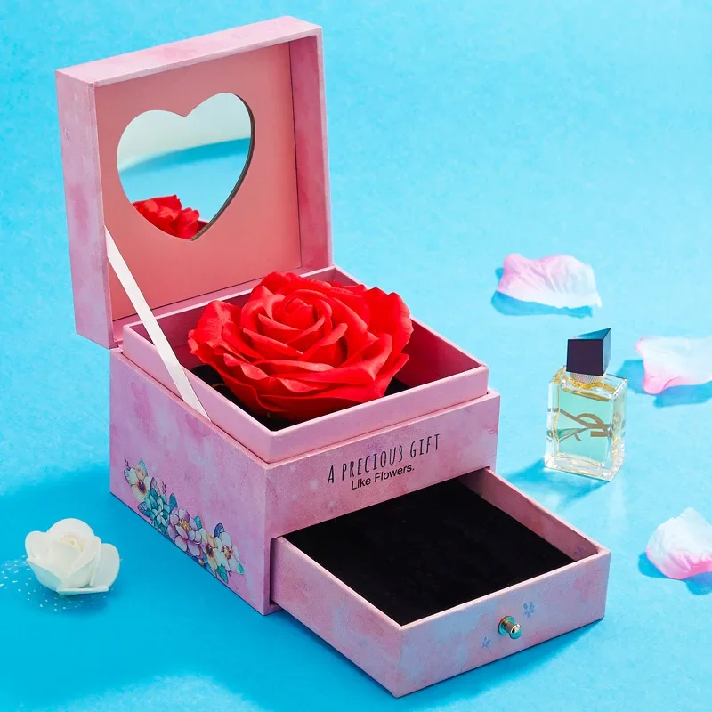 

Creative Eternal Flower Gift Box Necklace Pendant Lipstick Rose Box Valentines Day Birthday Gift To Girlfriend Gift Box.