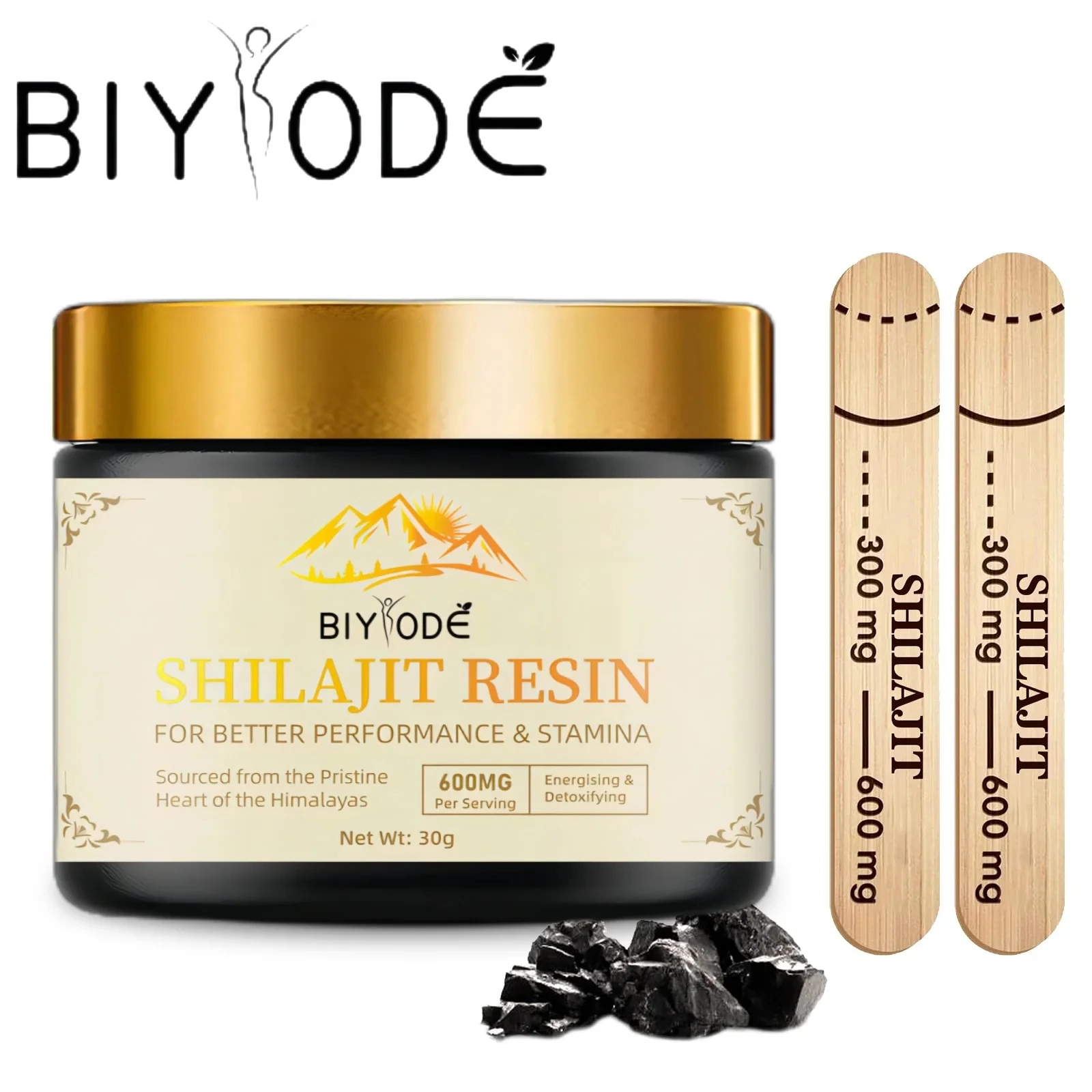BIYODE 600MG Pure Himalayan Shilajit Resin 85+Trace Minerals & Fulvic Acid Care Lab Fulvic Acid Tested Immune System