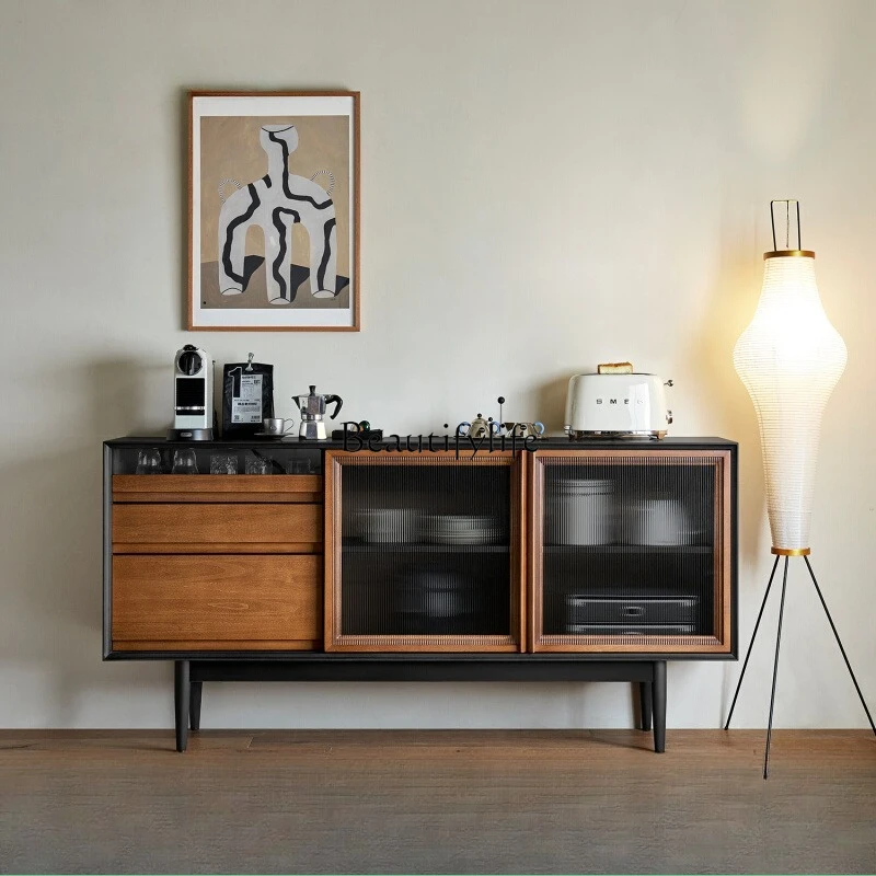 

French retro solid wood color matching living room coffee corner storage chest