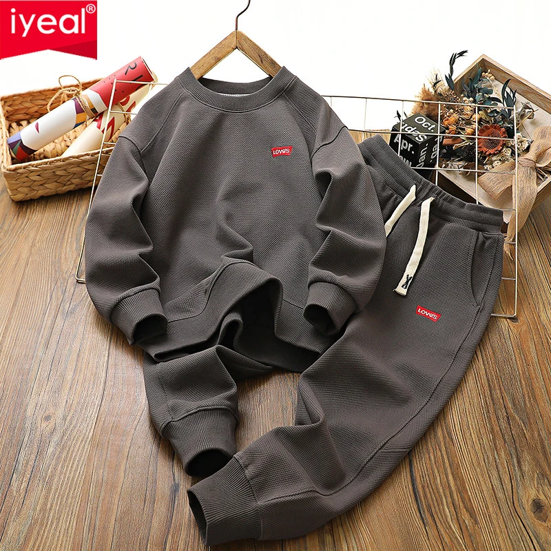 IYEAL Spring Fall Boys Outfits Children Clothing Leisure With Sweatpants 2Pcs Set Kids Jogging Boy Casual Sports Suit