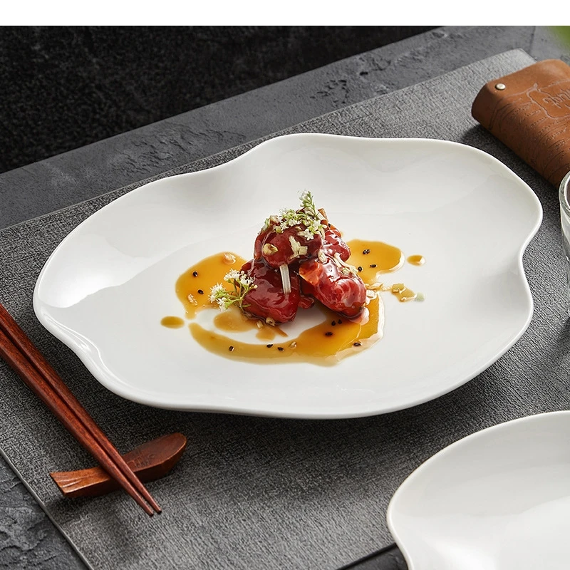 

Керамическая обеденная тарелка в форме облака, декор для ресторана, еды, димсам, десерт, завтрак, салат, стейк, посуда